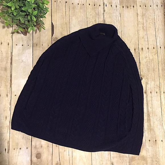 Talbot Navy Cable Knit Poncho Sweater XS - Picture 3 of 9